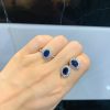 European and American Style Blue Glass Cabochon Earrings, Necklace Jewelry Set - 图片 4