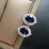 European and American Style Blue Glass Cabochon Earrings, Necklace Jewelry Set - 图片 5