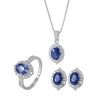 European and American Style Blue Glass Cabochon Earrings, Necklace Jewelry Set - 图片 6