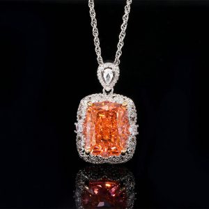 Jewelry Set with High Carbon Diamond Ice Flower Cut Copper Inlay Luxury Pendant Main Stone 12*16