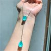 Fashion Jewelry Simulated Colorful Gemstone European-Style Inlaid Fake Paraiba Earrings and Pendant Set, 10*14mm Choker Necklace - 图片 2