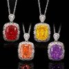Jewelry Set with High Carbon Diamond Ice Flower Cut Copper Inlay Luxury Pendant Main Stone 12*16 - 图片 2