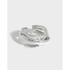 Korean Version S925 Solid Silver Retro Multi-Layer Wrapped Irregular Surface Open Ring for Women - 图片 2