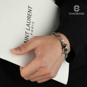 Black Diamond Star Body Winding Bracelet for Men, Cool and Simple INS Stylish Titanium Steel