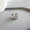 Korean Version S925 Solid Silver Retro Multi-Layer Wrapped Irregular Surface Open Ring for Women - 图片 3