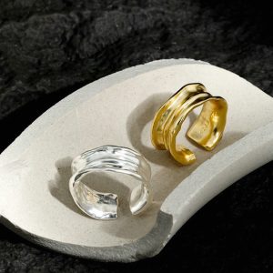 Minimalist, Versatile, Irregular Pleated Texture S925 Solid Silver Open Ring for Women