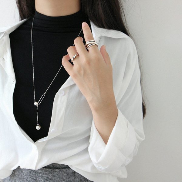 Korean Version S925 Solid Silver Retro Multi-Layer Wrapped Irregular Surface Open Ring for Women