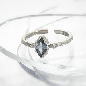 Minimalist, niche design, irregular texture, luxury zircon S925 sterling silver open ring for women.