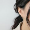 Korean-style temperament gold-plated woven silver earrings, minimalist twisted braided S925 pure silver hoop earrings for women. - 图片 2