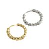 Korean-style temperament gold-plated woven silver earrings, minimalist twisted braided S925 pure silver hoop earrings for women. - 图片 3