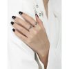 Minimalist, niche design, irregular texture, luxury zircon S925 sterling silver open ring for women. - 图片 4