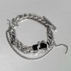 Titanium Steel Black Diamond Star Body Winding Bracelet for Men and Women - 图片 3