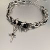 Titanium Steel Black Diamond Star Body Winding Bracelet for Men and Women - 图片 5