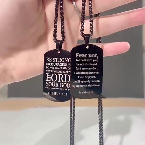 American flag, Stars and Stripes, trendy and fashionable engraved cross dog tag stainless steel pendant necklace