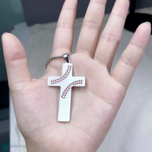 Easter Baseball Boy Cross Necklace Stainless steel pendant necklace
