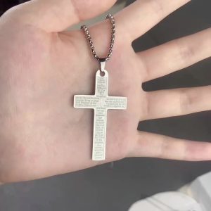 Stainless steel cross scripture unisex hip-hop pendant
