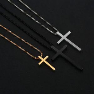 An InS-style simple titanium steel cross necklace