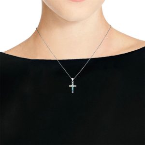 A colorful cross set with abalone shell stainless steel pendant necklace for ladies